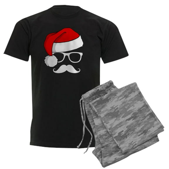 CafePress - Christmas Mustache Nerd Men's Dark Pajamas - Men's Dark Loose Fit Cotton Pajama Set