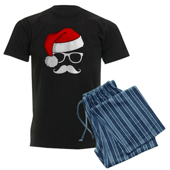 CafePress - Christmas Mustache Nerd Men's Dark Pajamas - Men's Dark Loose Fit Cotton Pajama Set