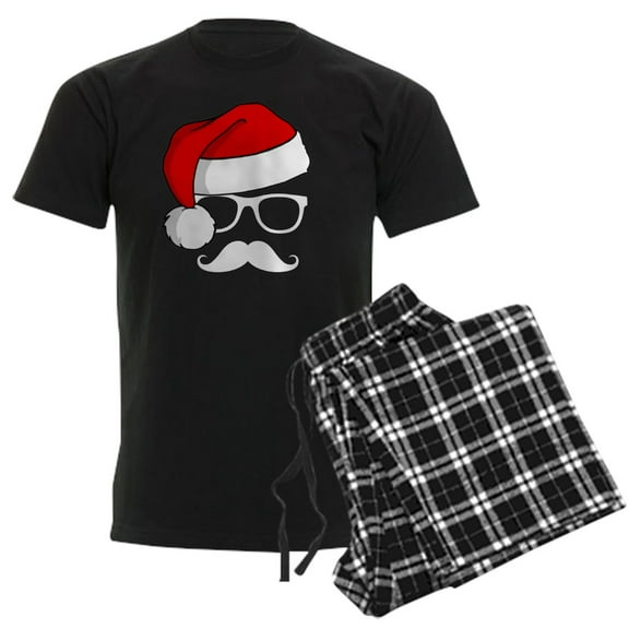 CafePress - Christmas Mustache Nerd Men's Dark Pajamas - Men's Dark Loose Fit Cotton Pajama Set