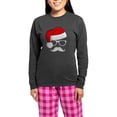 thumbnail image 1 of CafePress - Christmas Mustache Nerd - Women's Long Sleeve Charcoal Gray Pajamas, 1 of 7