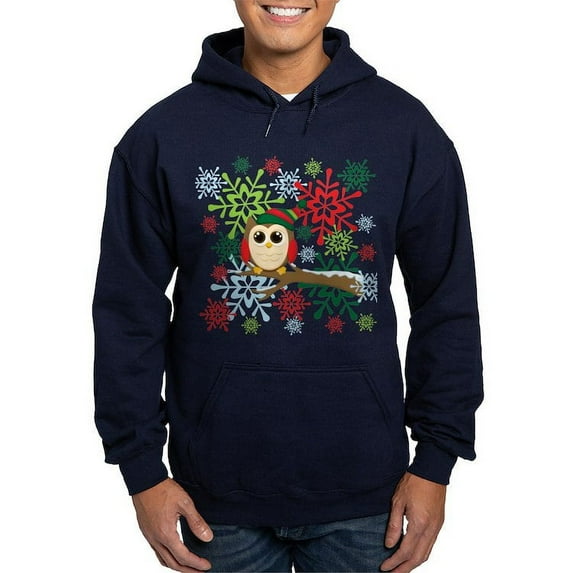 CafePress - Christmas Owl Hoodie (Dark) - Pullover Hoodie, Classic, Comfortable Hooded Sweatshirt