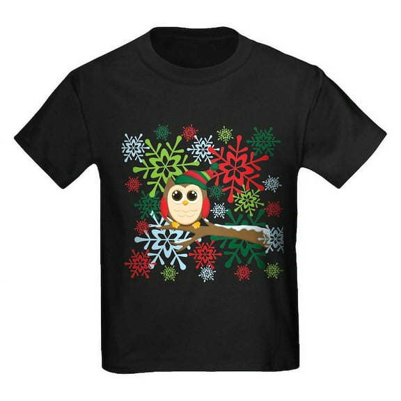 CafePress - Christmas Owl Kids Dark T Shirt - Dark T-Shirt Kids XS-XL