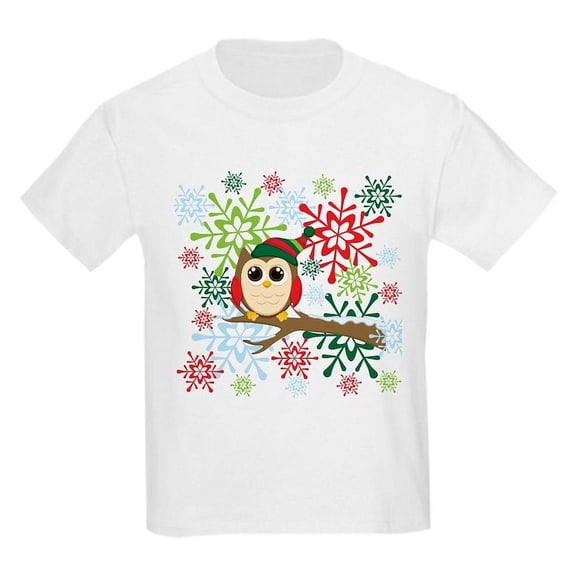 CafePress - Christmas Owl Kids Light T Shirt - Light T-Shirt Kids XS-XL