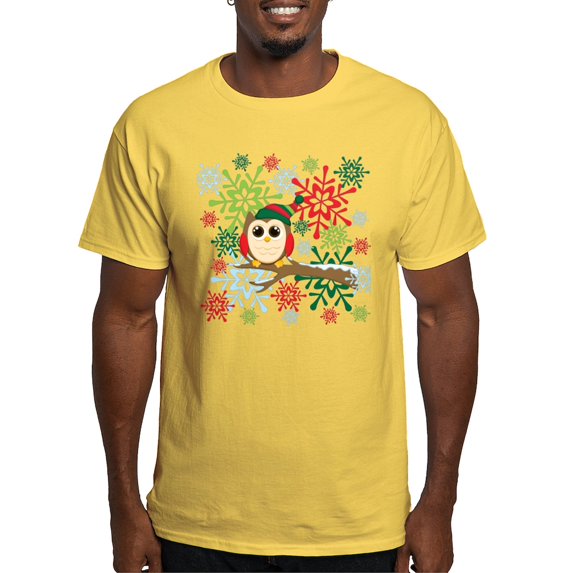 CafePress - Christmas Owl Light T Shirt - Men's Classic Graphic T-Shirt