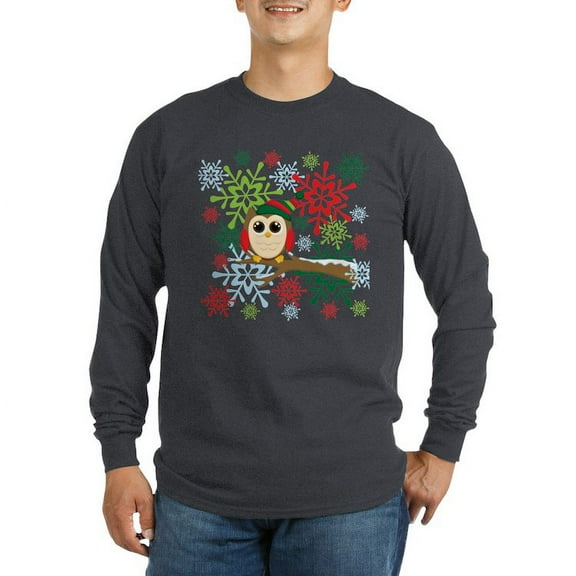 CafePress - Christmas Owl Long Sleeve Dark T Shirt - Long Sleeve Dark T-Shirt