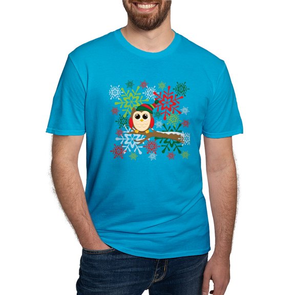 CafePress - Christmas Owl Men's Fitted T Shirt (Dark) - Men's Fitted T-Shirt