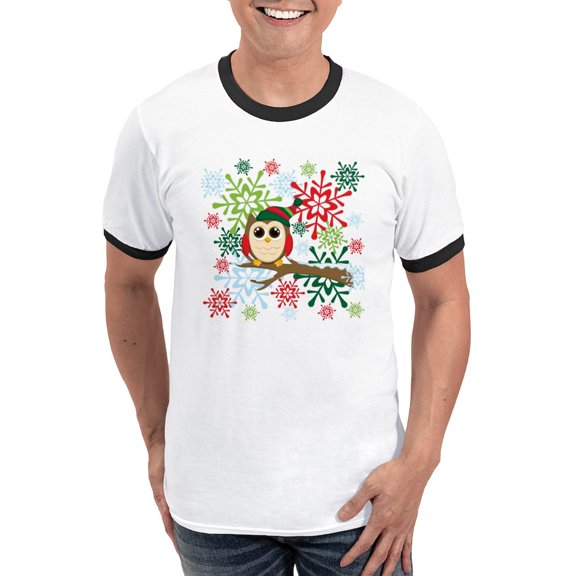 CafePress - Christmas Owl Ringer T - 100% Cotton Ringed T-Shirt