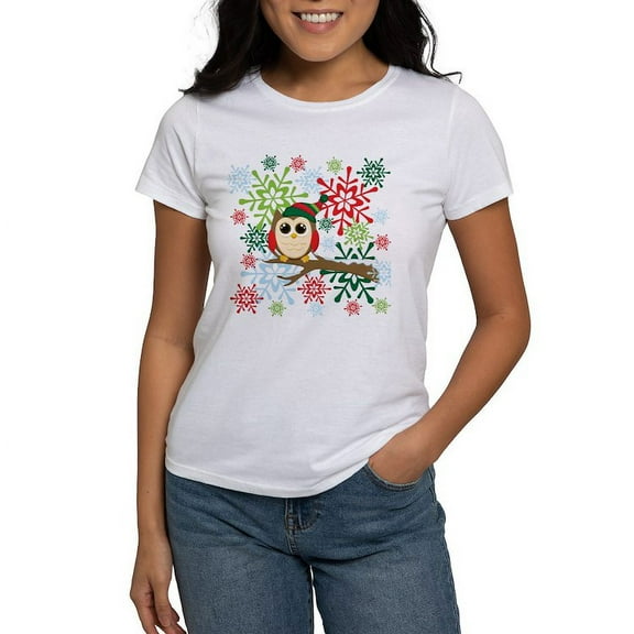 CafePress - Christmas Owl Women's T Shirt - Women's Classic T-Shirt