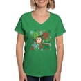 thumbnail image 1 of CafePress - Christmas Owl Women's V Neck Dark T Shirt - Women's V-Neck Dark T-Shirt, 1 of 4