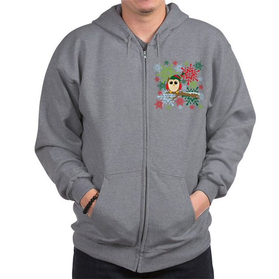 CafePress - Christmas Owl Zip Hoodie - Zip Hoodie, Classic Hooded Sweatshirt with Metal Zipper