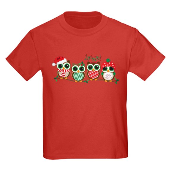 CafePress - Christmas Owls T Shirt - Dark T-Shirt Kids XS-XL
