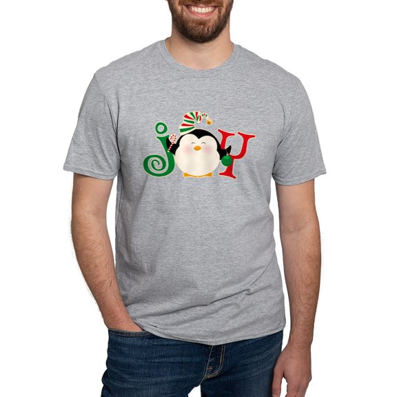 CafePress - Christmas Penguin Joy 2 Fitted T Shirt - Fitted T-Shirt, Vintage Fit Soft Cotton Tee