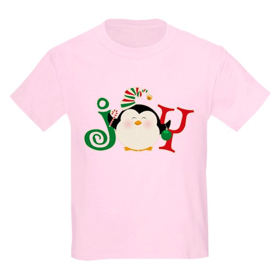 CafePress - Christmas Penguin Joy 2 Kids Light T Shirt - Light Classic Kids Graphic, Short Sleeve T-Shirt, Sizes XS-XL