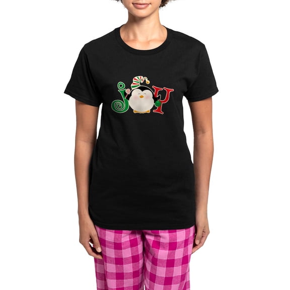 CafePress - Christmas Penguin Joy 2 Women's Dark Pajamas - Women's Short Sleeve Print T-Shirt and Pants Dark Cotton Pajama Set