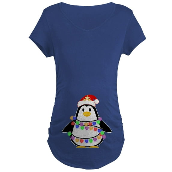 CafePress - Christmas Penguin Maternity T Shirt - Maternity Dark T-Shirt