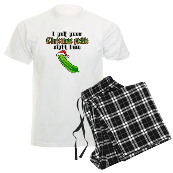 CafePress - Christmas Pickle Men's Light Pajamas - Men's Light Loose Fit Cotton Pajama Set