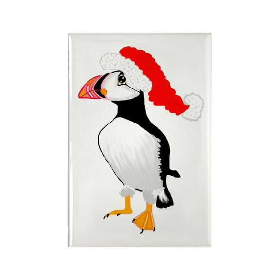 CafePress - Christmas Puffin - Rectangle Magnet, 2"x3" Refrigerator Magnet