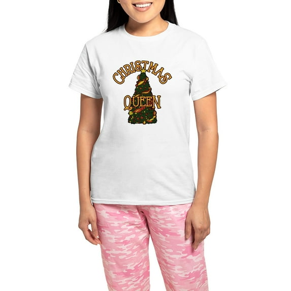 CafePress - Christmas Queen Women's Light Pajamas - Women's Short Sleeve Print T-Shirt and Pants Light Cotton Pajama Set