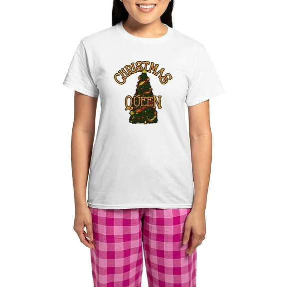 CafePress - Christmas Queen Women's Light Pajamas - Women's Short Sleeve Print T-Shirt and Pants Light Cotton Pajama Set