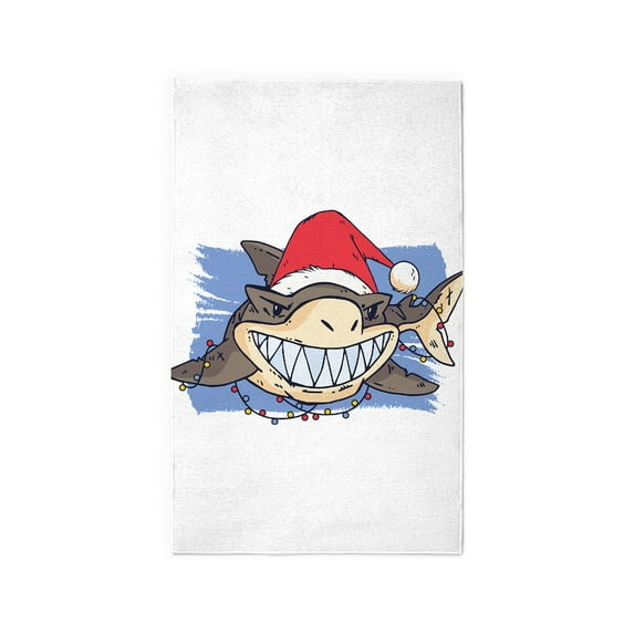 CafePress - Christmas Shark Area Rug - 3'x5' Decorative Area Rug, Fabric Throw Rug