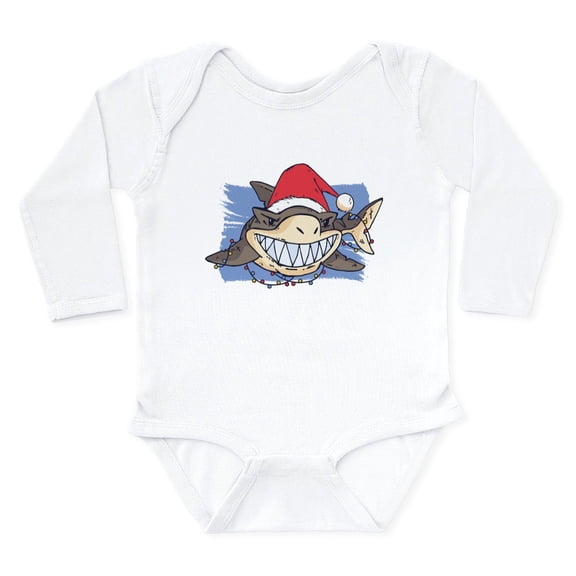 CafePress - Christmas Shark Body Suit - Long Sleeve Cotton Baby Bodysuit