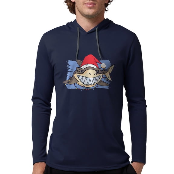 CafePress - Christmas Shark Long Sleeve T Shirt - Mens Hooded Shirt