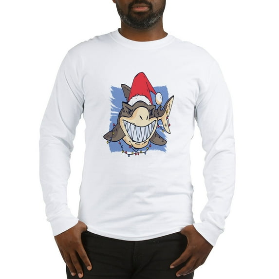 CafePress - Christmas Shark Long Sleeve T Shirt - Unisex Cotton Long Sleeve T-Shirt