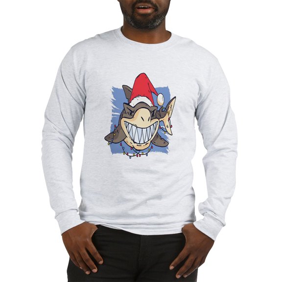 CafePress - Christmas Shark Long Sleeve T Shirt - Unisex Cotton Long Sleeve T-Shirt