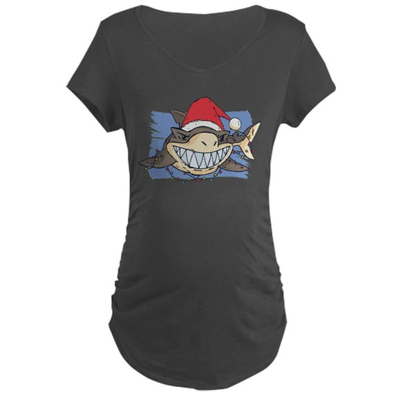 CafePress - Christmas Shark Maternity T Shirt - Maternity Dark T-Shirt