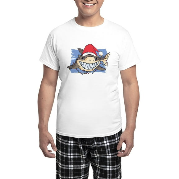 CafePress - Christmas Shark Pajamas - Men's Light Loose Fit Cotton Pajama Set