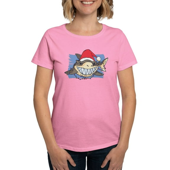 CafePress - Christmas Shark T Shirt - Women's Traditional Fit Dark T-Shirt
