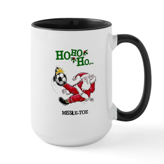 CafePress - Christmas Soccer Mug - 15 oz Ceramic Large White Novelty Mug