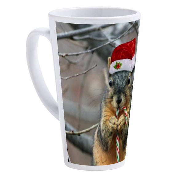 CafePress - Christmas Squirrel - 17 Oz White Ceramic Latte Mug