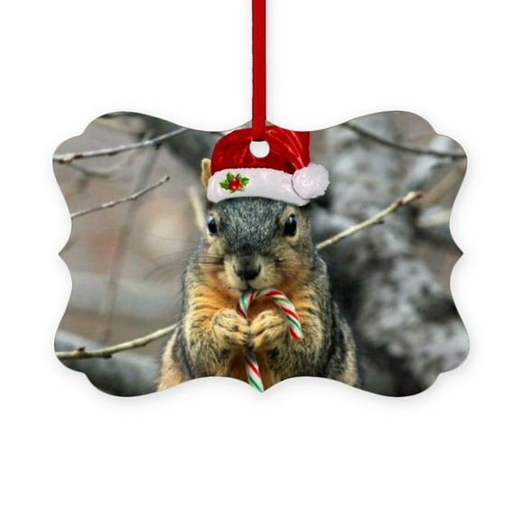 CafePress - Christmas Squirrel - Scroll Ornament