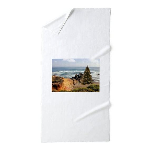 CafePress - Christmas Tree At The Ocean - Large Beach Towel, Soft 30"x60" Towel with Unique Design