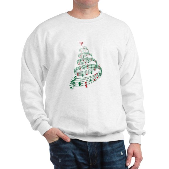 CafePress - Christmas Tree With Music Notes And Heart Sweatshi - Crew Neck Sweatshirt