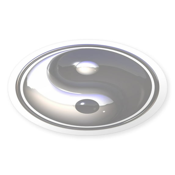 CafePress - Chrome Yin Yang Oval Sticker - Sticker (Oval)