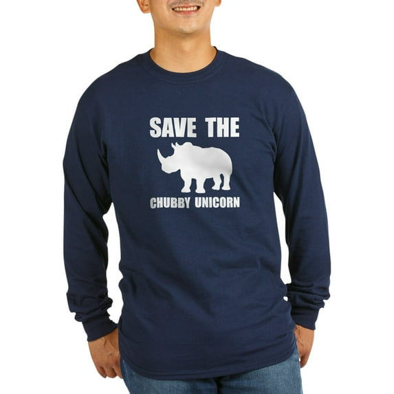 CafePress - Chubby Unicorn Rhino Long Sleeve T Shirt - Long Sleeve Dark T-Shirt