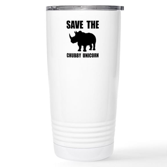 CafePress - Chubby Unicorn Rhino Travel Mug - Insulated Stainless Steel Travel Tumbler 20 oz.