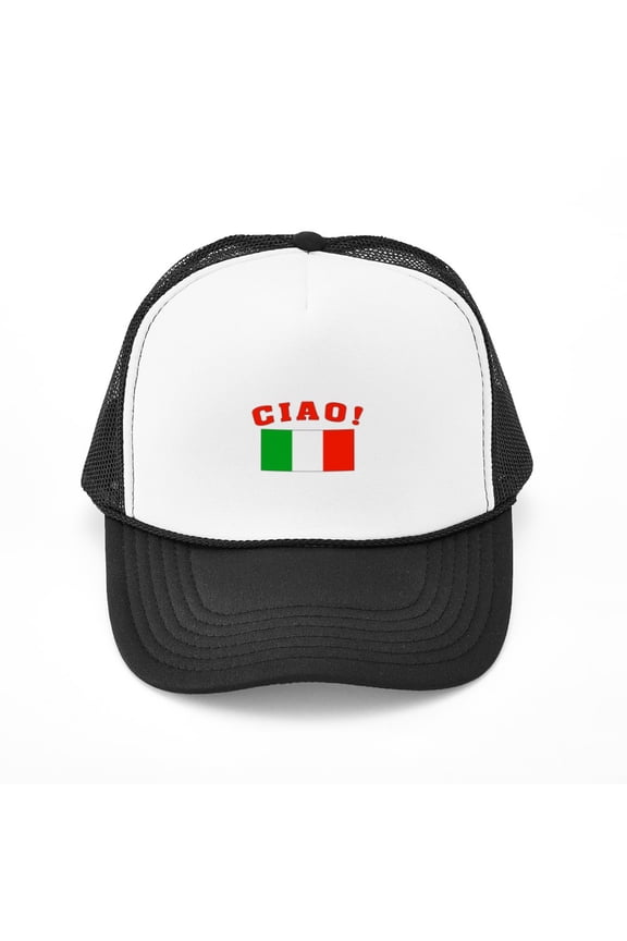 - Ciao Italia Italy Flag - Adjustable Unisex Printed Trucker Hat with Mesh Back