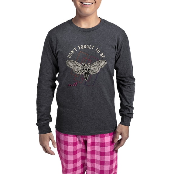 CafePress - Cicadas Don't Forget To Be Awesome Cicada Insects - Men's Long Sleeve Charcoal Pajama Set