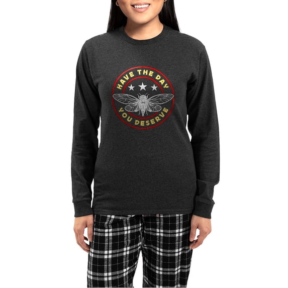 CafePress - Cicadas Have The Day You Deserve Periodical Cicada - Women's Long Sleeve Charcoal Gray Pajamas