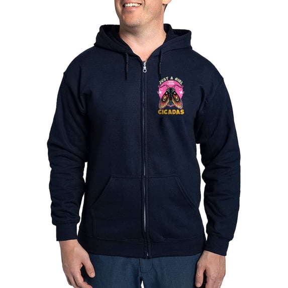 CafePress - Cicadas Just A Girl Who Loves Cicadas Entomology Men's Zip Up Hoodie - Zip Hoodie, Classic Hooded Sweatshirt with Metal Zipper
