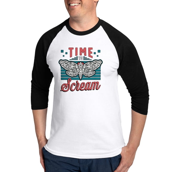 CafePress - Cicadas Time To Scream Loves Periodical Cicadas - Cotton Baseball Jersey, 3/4 Raglan Sleeve Shirt