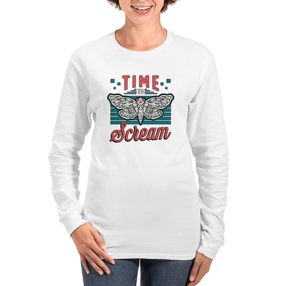 CafePress - Cicadas Time To Scream Loves Periodical Cicadas Women's Long Sleeve T Shirt - Women's Long Sleeve Graphic Casual T-Shirt