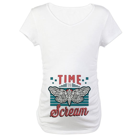 CafePress - Cicadas Time To Scream Loves Periodical Cicadas Women's Maternity T Shirt - Cotton Maternity T-shirt, Cute & Funny Pregnancy Tee