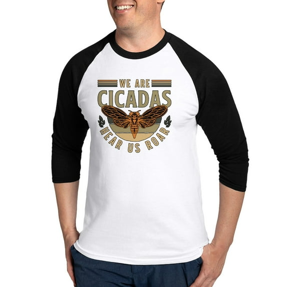 CafePress - Cicadas We Are Cicadas Hear Us Roar Flying Insects - Cotton Baseball Jersey, 3/4 Raglan Sleeve Shirt
