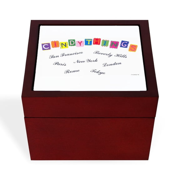 CafePress - Cindythings Int'l. - Keepsake Box, Finished Hardwood Jewelry Box, Velvet Lined Memento Box
