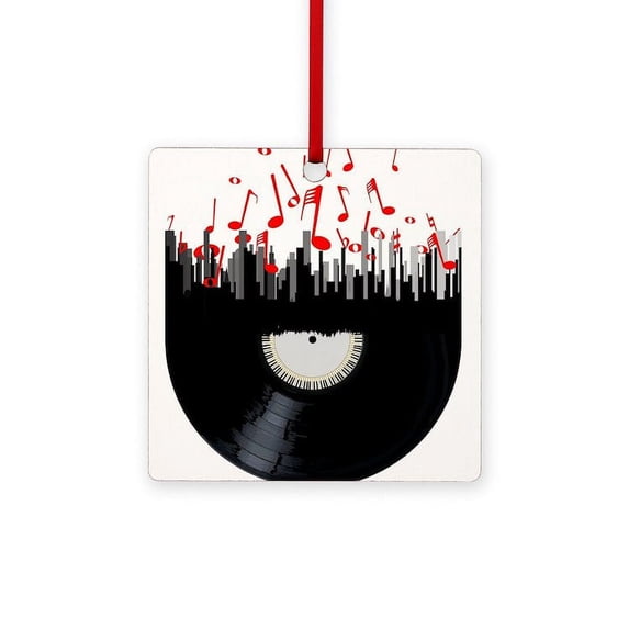 CafePress - City Music - 3"x3" Square Wood Ornament