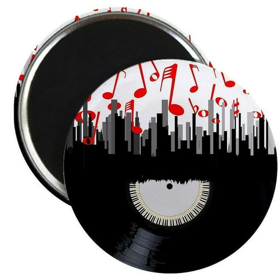 CafePress - City Music Magnets - 2.25" Round Magnet, Refrigerator Magnet, Button Magnet Style